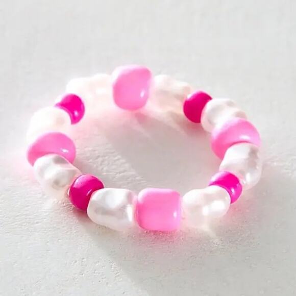 Free People Kleo Ring Pink Coral Pearl Toe Ring One Size Beach Bohemian Summer - Picture 2 of 6